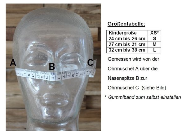 Gesichtsmaske "KINDERGRÖßE XS" mit integriertem Filtervlies // 3-lagig // atmungsaktiv // Farbe weiß